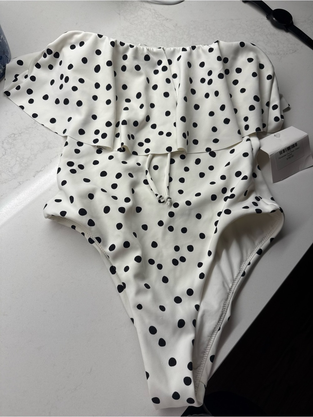 Zulu & Zephyr White One-Piece Swimsuit with Black Polka Dots